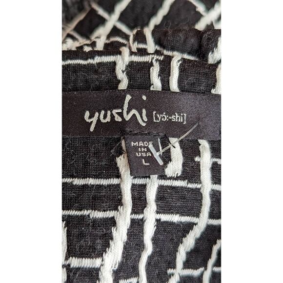 Yushi Women Black Two Button Front Textured Plaid Jacket Size Large - Picture 12 of 14